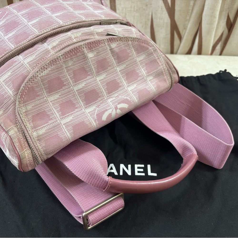 CHANEL Pink Quilted Logo Nylon Backpack - Picture 6 of 13
